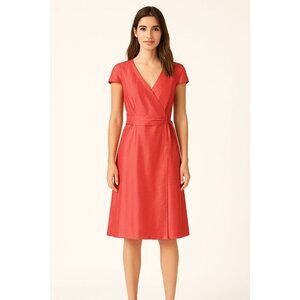 Lilly Pulitzer Coral Silk Wrap‎ Dress Tie Waist Size 8 Classic Timeless